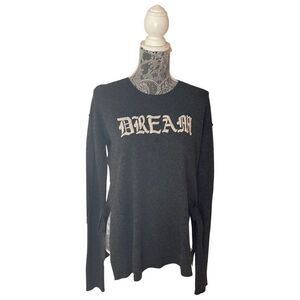 Pam & Gela “Dream” Embroidered Wool Blend Sweater Gray